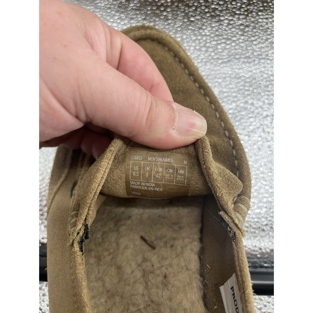 Rockport Men's‎ 9.5 W Beige Nubuck Axelrod Crush Back Loafer Shoe Faux Sherpa